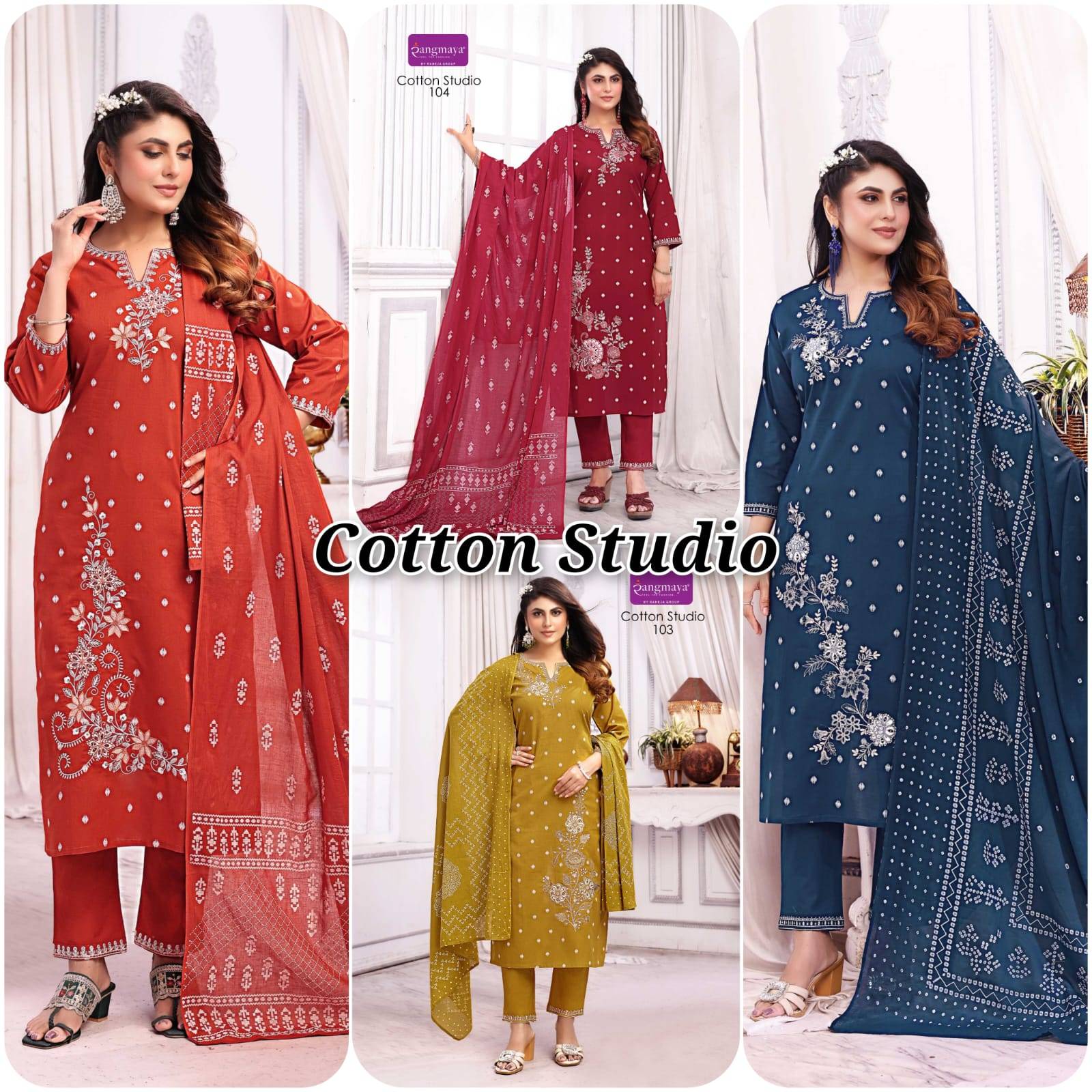 COTTON STUDIO By Fashid Wholesale 101 To 104 Series Stylish Beautiful Colourful COTTON JACQUARD Kurti At Wholesale Price